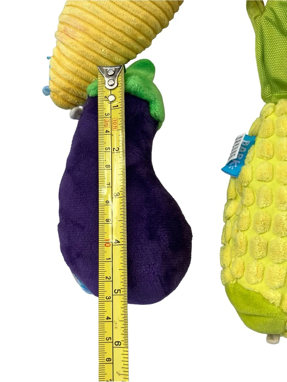 Bark Box Roots Crew Carrots & Double Trouble Veggies Egg Plant Corn M/L Dog Toys